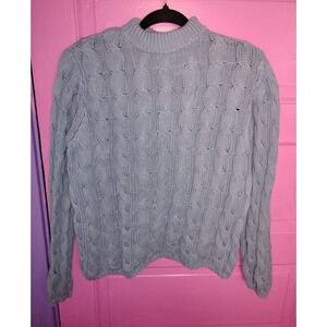 Vintage LL Bean Women's Turtleneck Cable Knit Fisherman Sweater Gorpcore Small